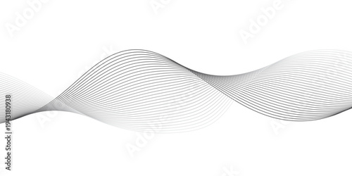 Modern Minimal Abstract Wave Pattern with Grayscale Flowing Lines and Smooth Curves Creating Elegant Layered Motion on Transparent Background.