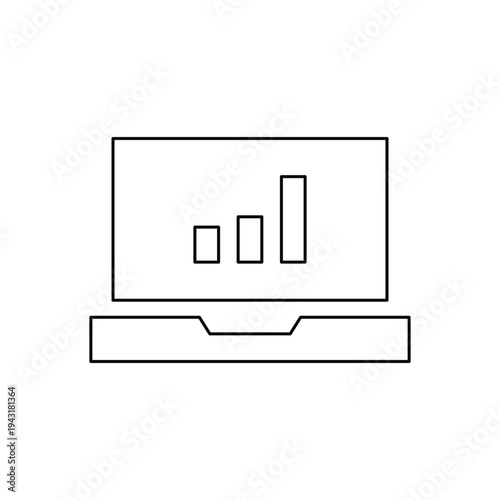 laptop screen business bar show icon symbol outline line thin editable stock vector sign illustration