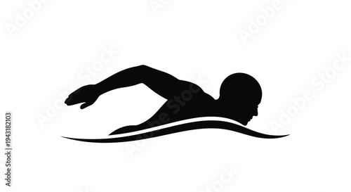 Swimmer in motion front crawl style depicted as a silhouette