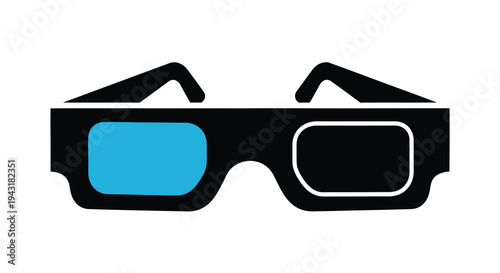 A pair of 3d glasses depicted in a striking black silhouette