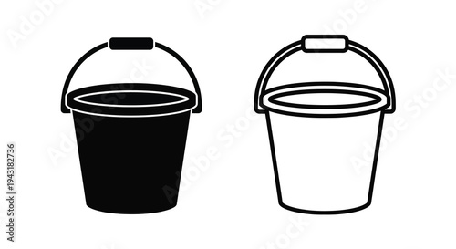 Two contrasting buckets displayed in a simple black silhouette