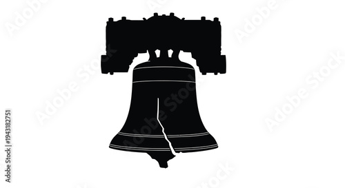 Liberty bell in a striking black silhouette