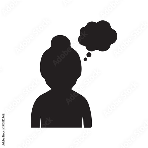 Grandmother thinking silhouette icon vector flat design. Adobe Illustrator Artwork . on white background.
