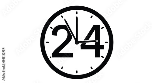 A black clock displaying two forty four bold silhouette