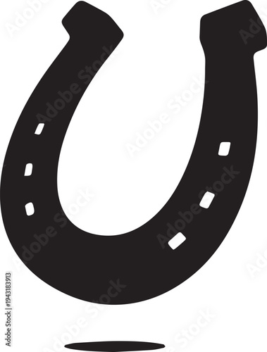 Classic horseshoe vector illustration silhouette lucky symbol equine equipment line art icon