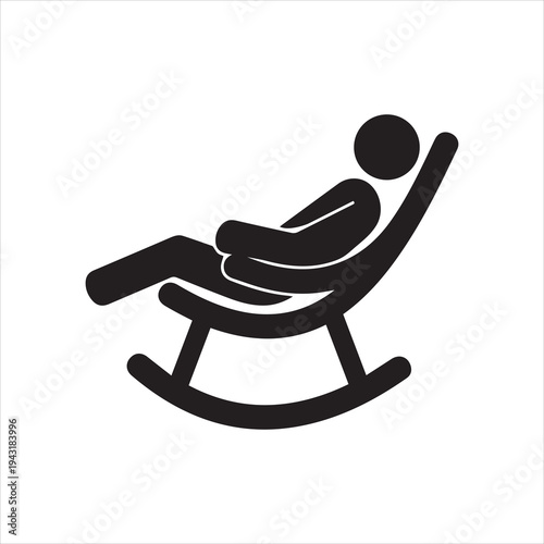 Man in Rocking Chair Icon on white background .