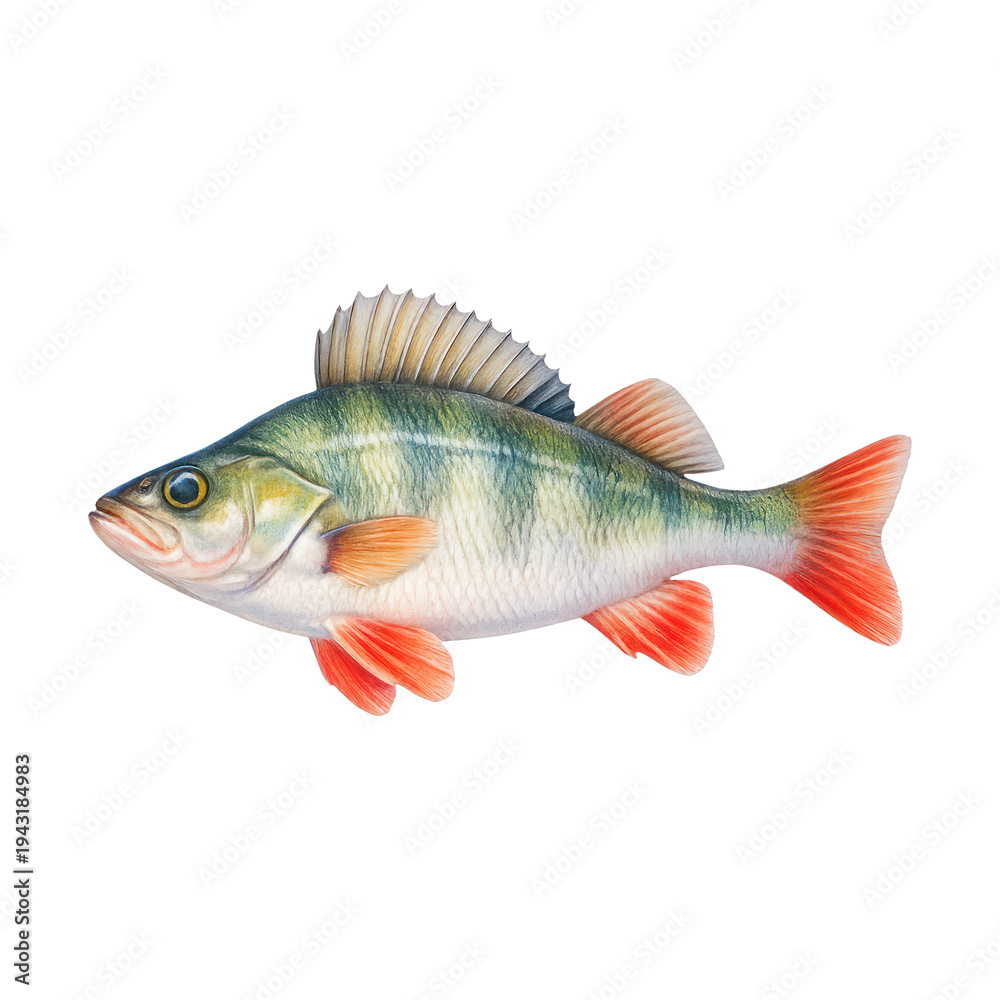 Obraz premium PNG Vibrant perch fish illustration.