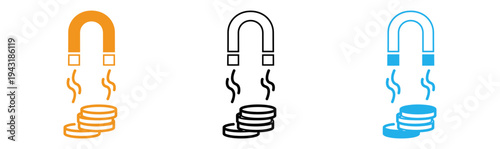 Magnetic attraction of coins in three colors