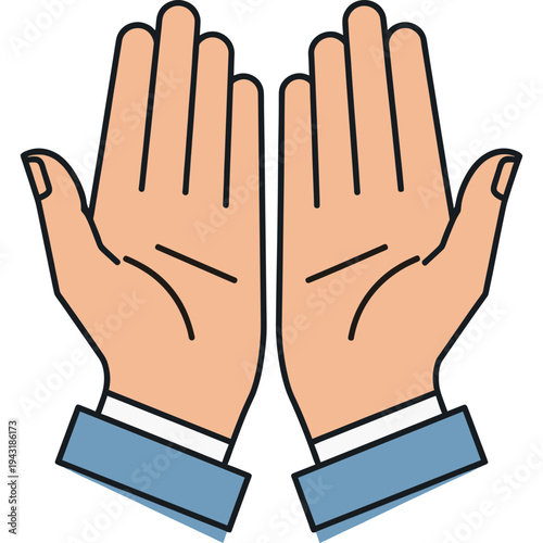 Open Hands Illustration: A close-up view of a pair of hands held open, palms facing upward, conveying a sense of offering, request, or giving.