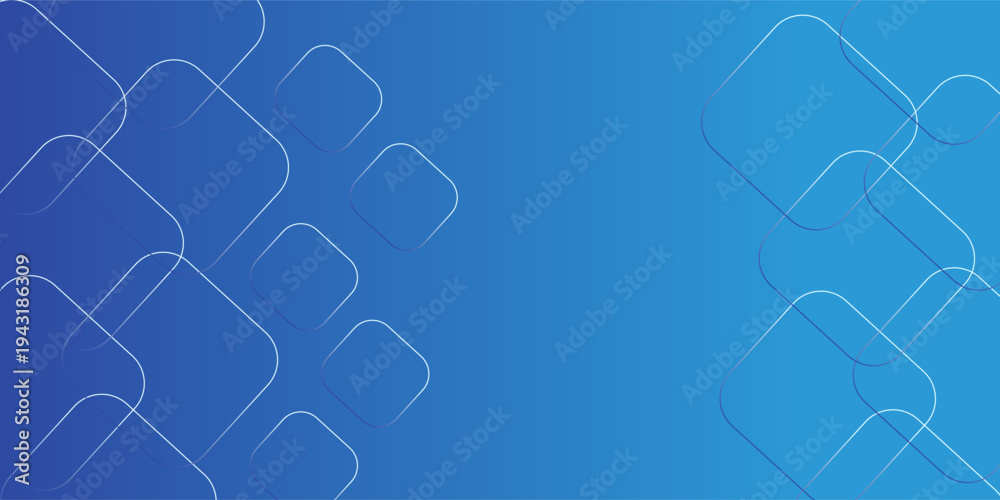 Obraz premium Modern blue gradient background with abstract rounded square outlines, ideal for technology themes, business presentations, and digital designs.eps10