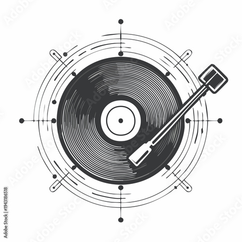 Artistic Monochrome Turntable Design, Evoking Classic Analog Sound Vibes