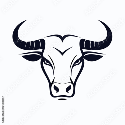 Dynamic bull head illustration embodying unwavering strength, fierce determination, and untamed spirit, perfect for brand identity or impactful emblem designs