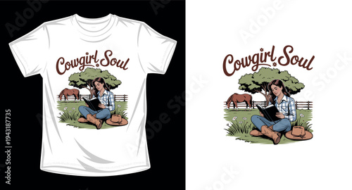 Cowgirl graphic vector art t-shirt design print template