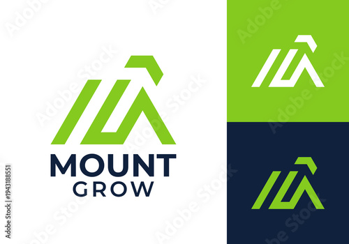 abstract mountain with arrow growth logo design