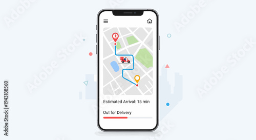 Mobile App Interface Showing Delivery Tracking In Real Time Map