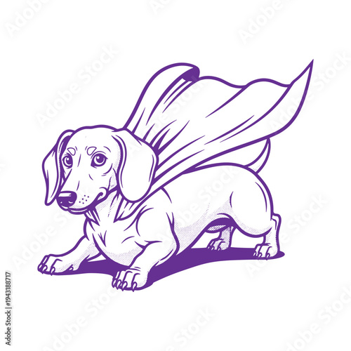 Cute Dachshund Dog Superhero Mascot Character Design