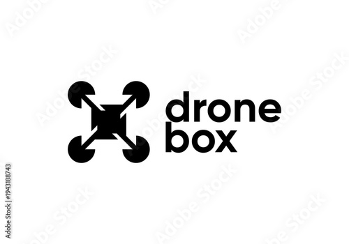 abstract box drone logo design concept