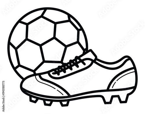 Simple Line of a Soccer Ball and Cleat
