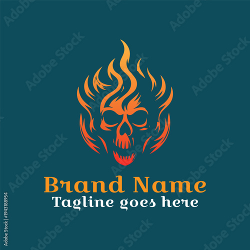 Skull Flame logo. Fully Vector EPS file. CMYK color mode. Editable color. Easy to download.
