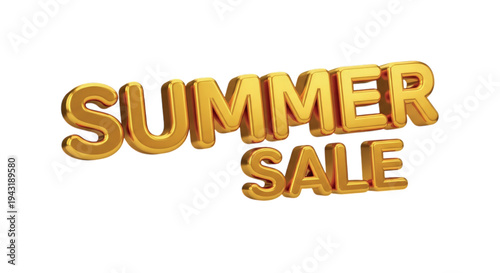 Golden 3D text reads SUMMER SALE, perfect for seasonal promotions and discounts.