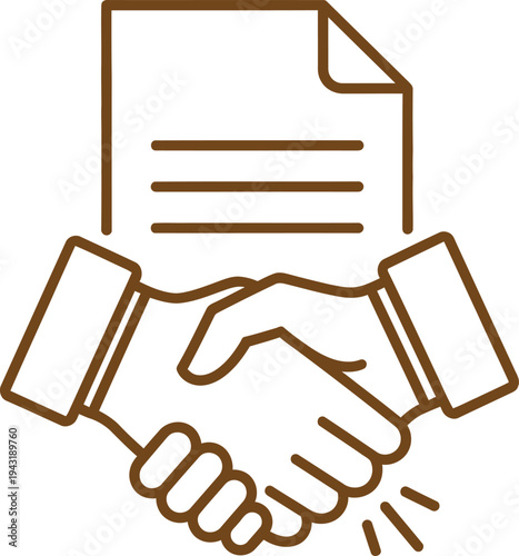 Handshake and document icon representing business agreement