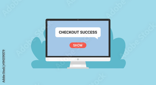 Successful Online Purchase Checkout On Desktop Computer Screen