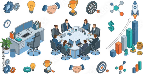 Isometric 3D Business Icon Set – 20 Corporate Vector Icons