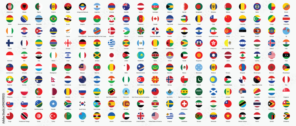 Foto Circle world national flags vector illustration