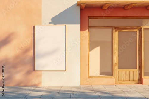 Modern Boutique Facade with Vertical Poster Mockup