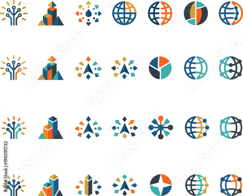 Abstract Geometric Business Symbol Pack – 28 Modern Vectors