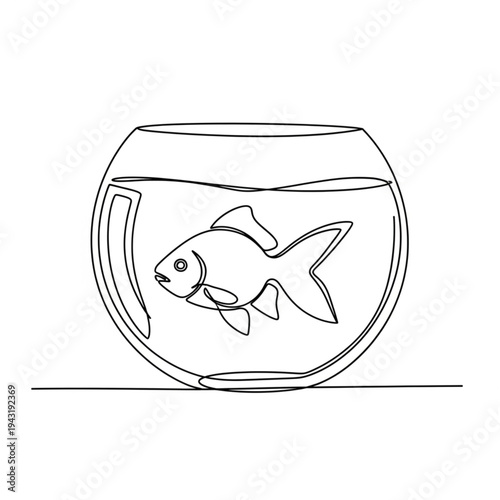 Goldfish Swimming in a Fishbowl.