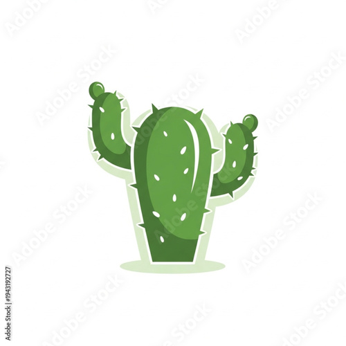 Green Cactus Plant with Sharp Spines.