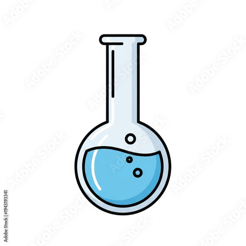Laboratory Flask with Blue Liquid Contents.