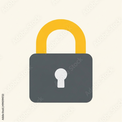 Gray Padlock with Yellow Shackle Unlocked.