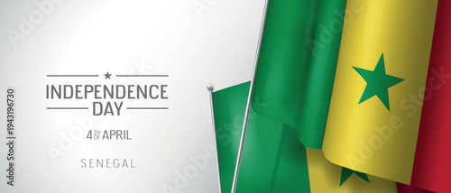 Senegal happy independence day greeting card, banner vector illustration