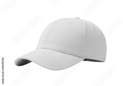 Simple white baseball cap isolated on transparent background