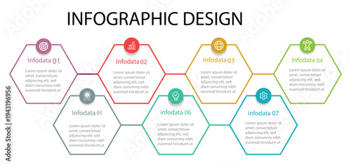 Infographic design template with place for your data. Modern Circular Round Infographic Design Template with 7 options. for your business data.