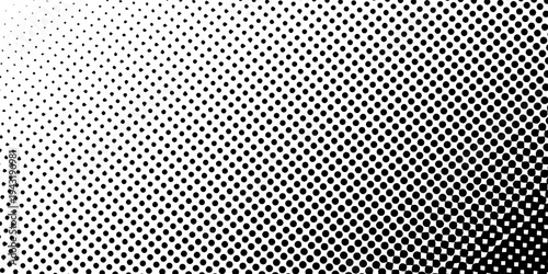 Dotted gradient vector illustration, white and black halftone background, horizontal seamless dotted lines, monochrome dots texture backdrop, retro effect. modern