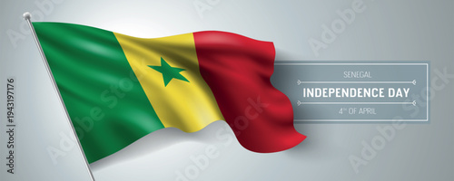 Senegal happy independence day greeting card, banner vector illustration