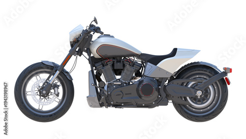 Custom Chopper Motorcycle Illustration Isolated on White