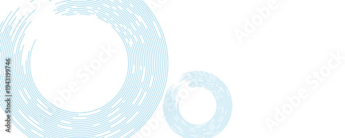 Blue white minimal round lines abstract futuristic tech background. Vector digital art banner design