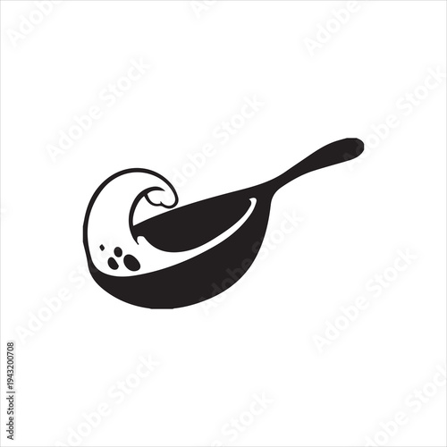  Black graphic of cooking with a pan Vector Image