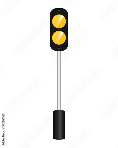 Traffic signal vector illustration showing double yellow warning lights on vertical poles