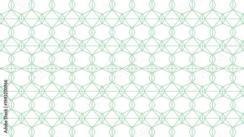 Geometric pattern with interconnected lines and shapes in mint green on white background