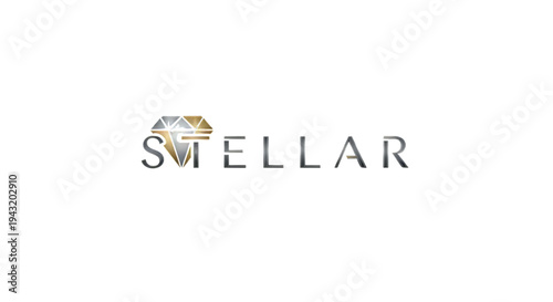 Elegant diamond logo with the word Stellar, symbolizing luxury and brilliance
