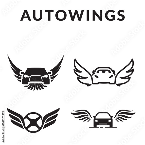 auto wing logo design template vector