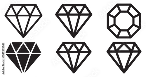 Classic brilliant diamond shape outline icon for logo design. vector illustration eps 10