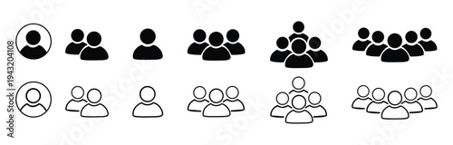 People group icon set. Team people. User profile symbol. Group of people or group of users collection. Persons symbol - stock vector.