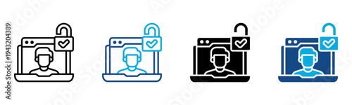 Authentication Icon Multiple Style Vector Illustration