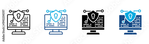 Secure Icon Multiple Style Vector Illustration